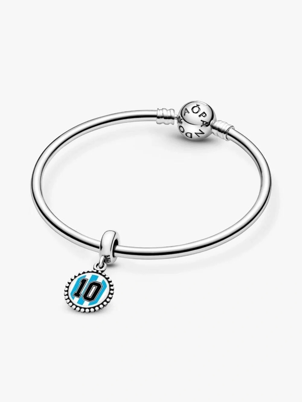 Pandora Sterling Silver Bangle with Blue Number 10 Charm
